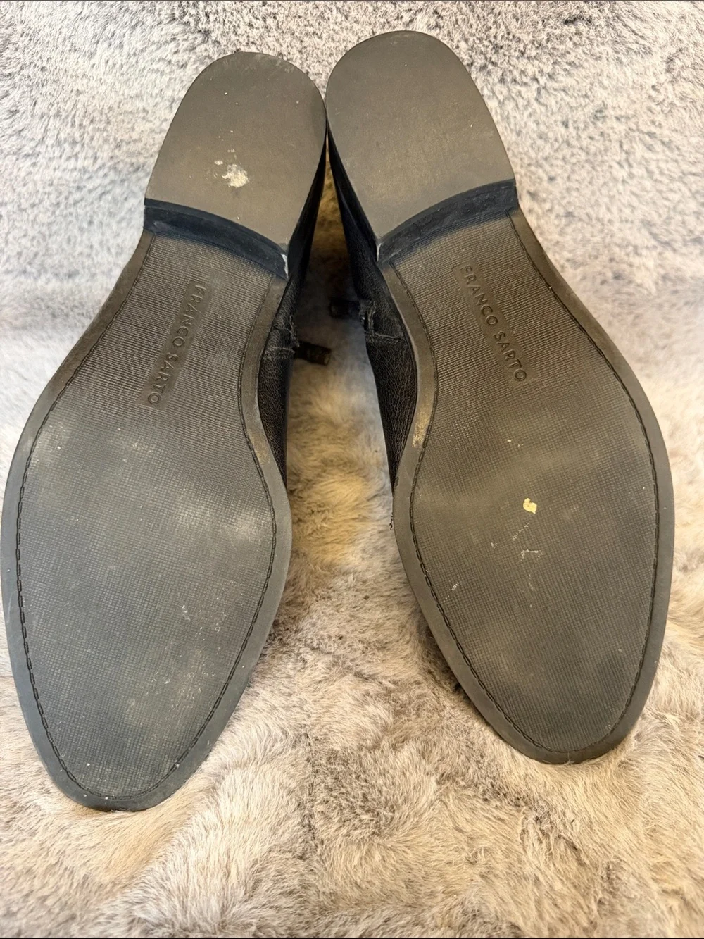 Franco Sarto Black Leather Chukka Boots with Gold Zip Accent
